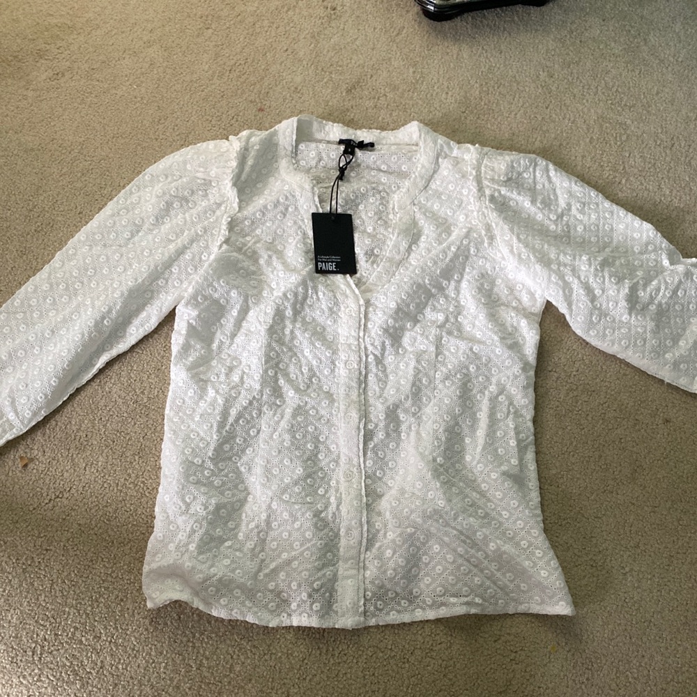 paige alanie blouse, white, new with tags